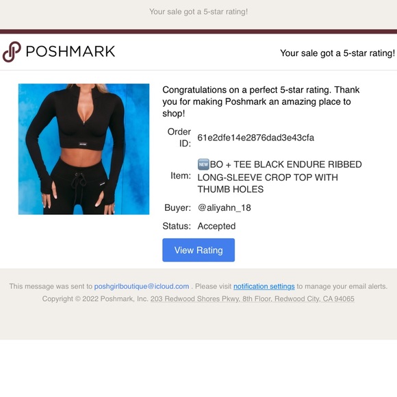 🆕BO + TEE BLUE ENDURE RIBBED LONG-SLEEVE HALF ZIP CROP TOP WITH THUMB HOLES SM - Picture 13 of 13